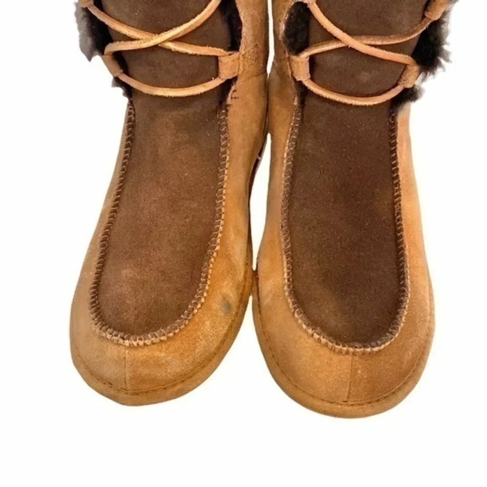 UGG Whitley Suede‎ Tan Brown Lace Up Winter Snow Boots Size 6